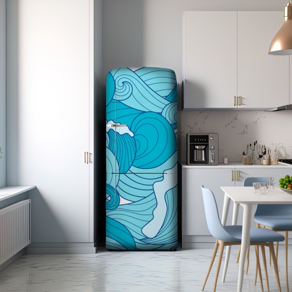 Kühlschrankaufkleber blaue ozeanwellen illustration – Wallnifity® Kühlschrankaufkleber blaue ozeanwellen illustration – Wallnifity®