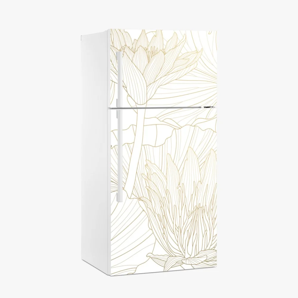 Kühlschrankaufkleber zarte goldene blütenlinien – Wallnifity®