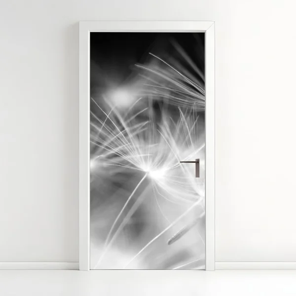 Türaufkleber zarte löwenzahnsamen in monochrom