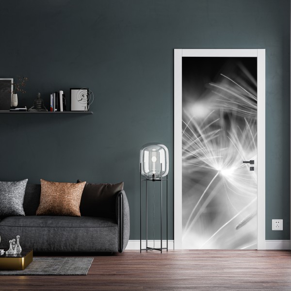 Türaufkleber zarte löwenzahnsamen in monochrom – Wallnifity® Türaufkleber zarte löwenzahnsamen in monochrom – Wallnifity®
