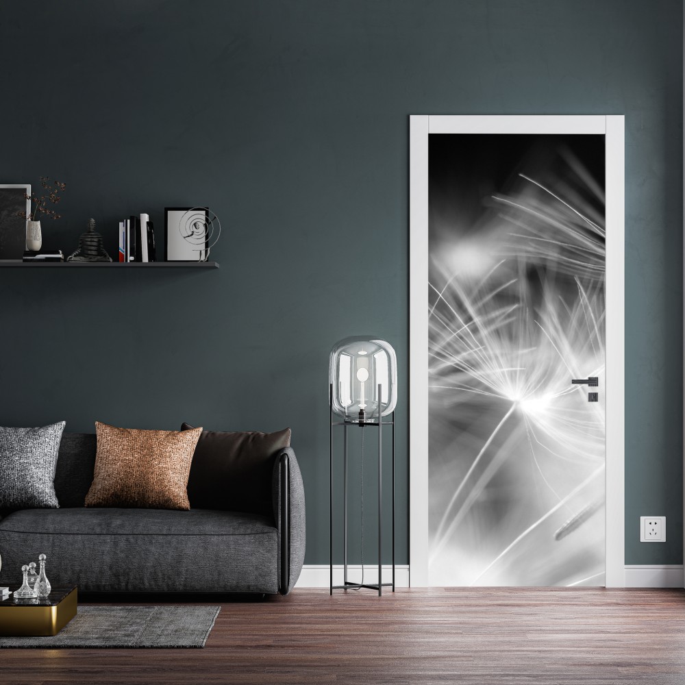 Türaufkleber zarte löwenzahnsamen in monochrom – Wallnifity® Türaufkleber zarte löwenzahnsamen in monochrom – Wallnifity®