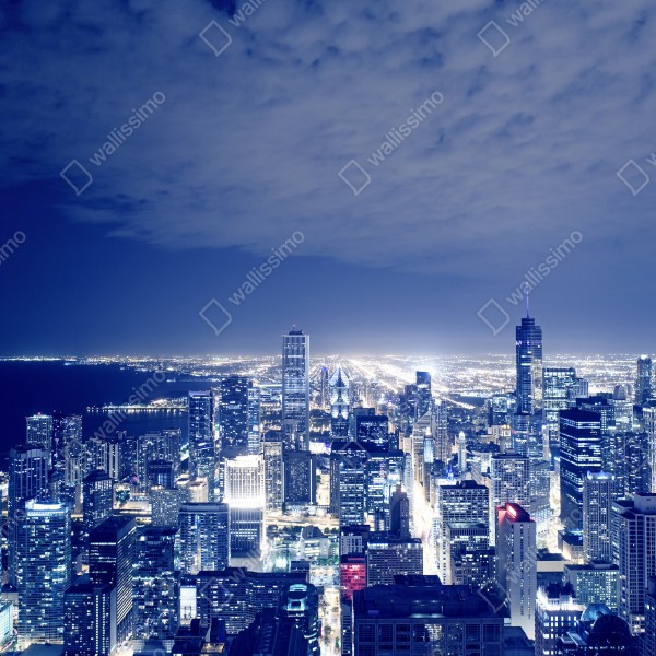 Türaufkleber Chicago nächtliche skyline panorama – Wallnifity® Türaufkleber Chicago nächtliche skyline panorama – Wallnifity®