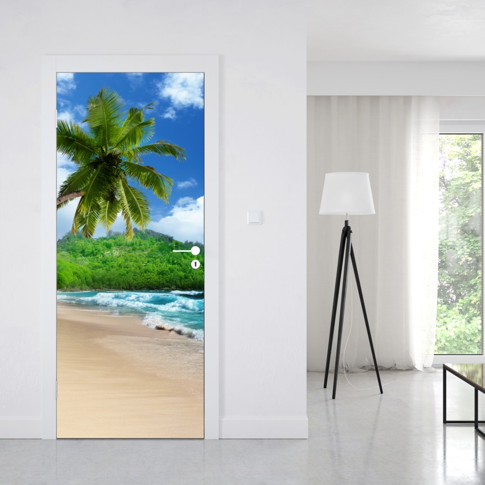 Türaufkleber ruhiger tropischer strand auf Mahe, Seychellen – Wallnifity® Türaufkleber ruhiger tropischer strand auf Mahe, Seychellen – Wallnifity®
