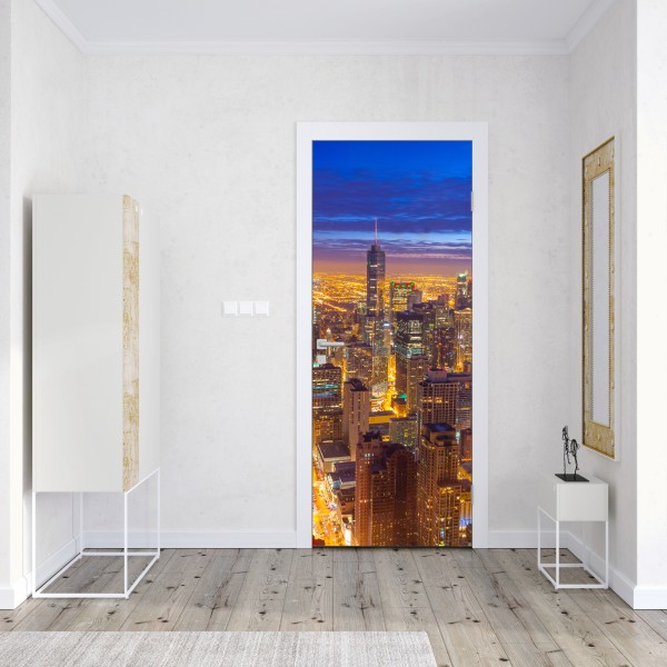 Türaufkleber lebendige türkis-orange marmorierte kunst – Wallnifity®
