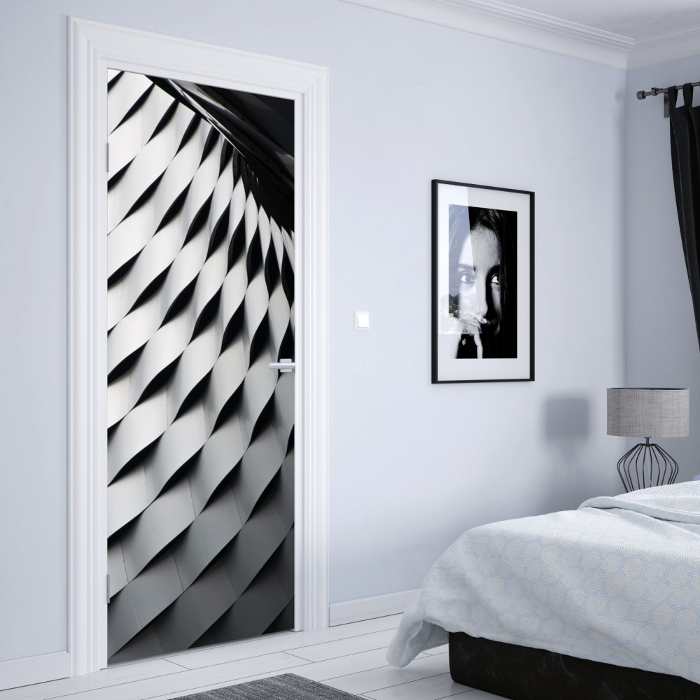 Türaufkleber monochromes geometrisches metallmuster – Wallnifity® Türaufkleber monochromes geometrisches metallmuster – Wallnifity®