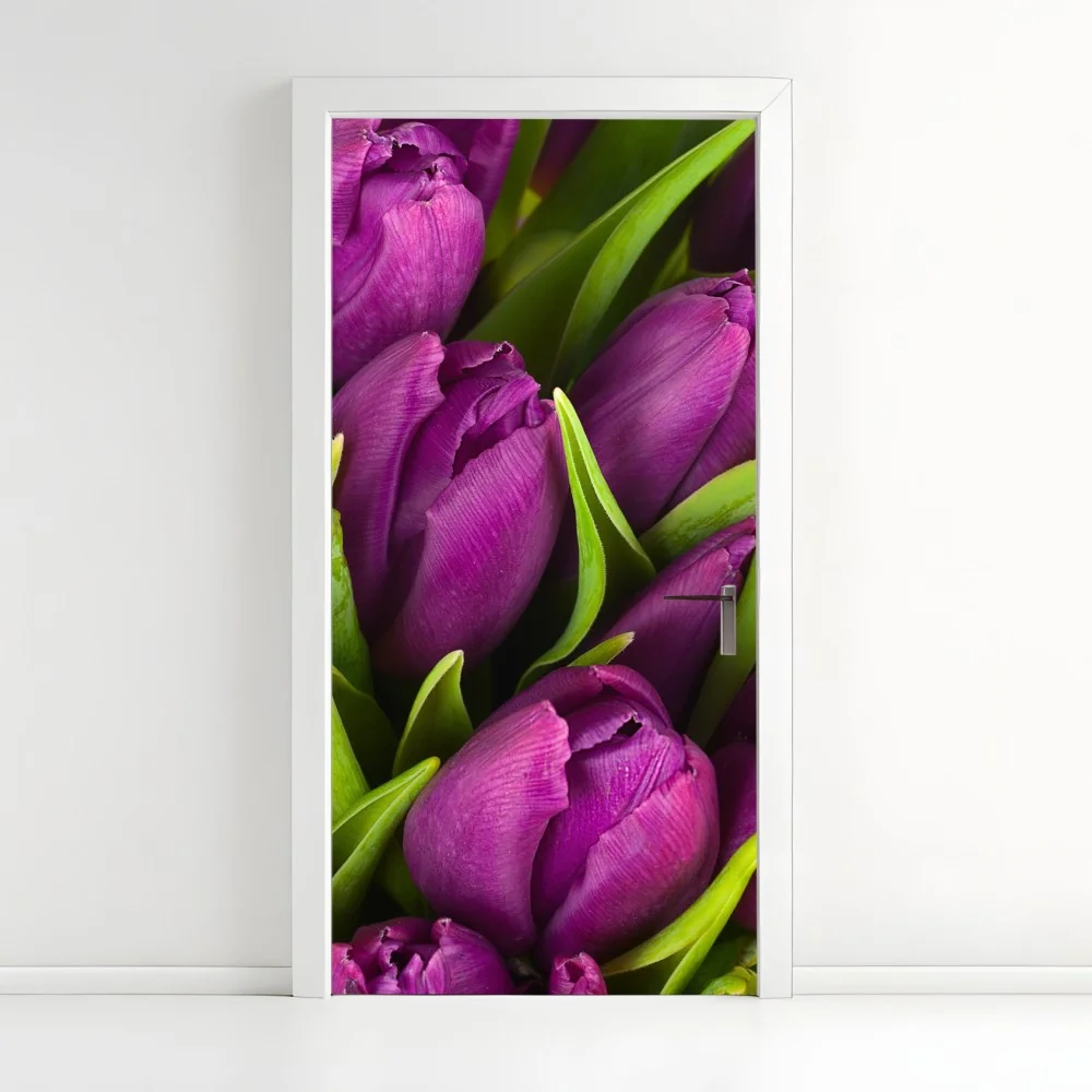 Türaufkleber lila tulpen im bukett – Wallnifity®