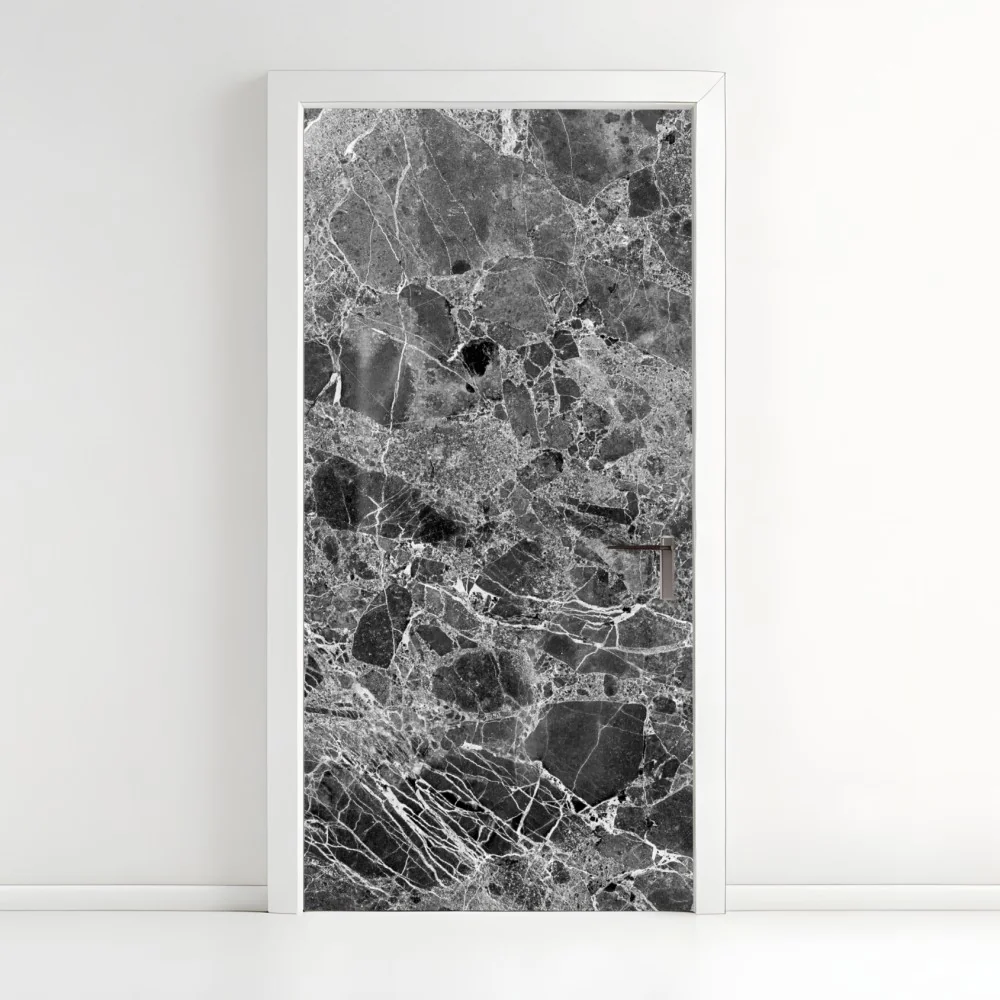 Türaufkleber monochrome marmortextur – Wallnifity®