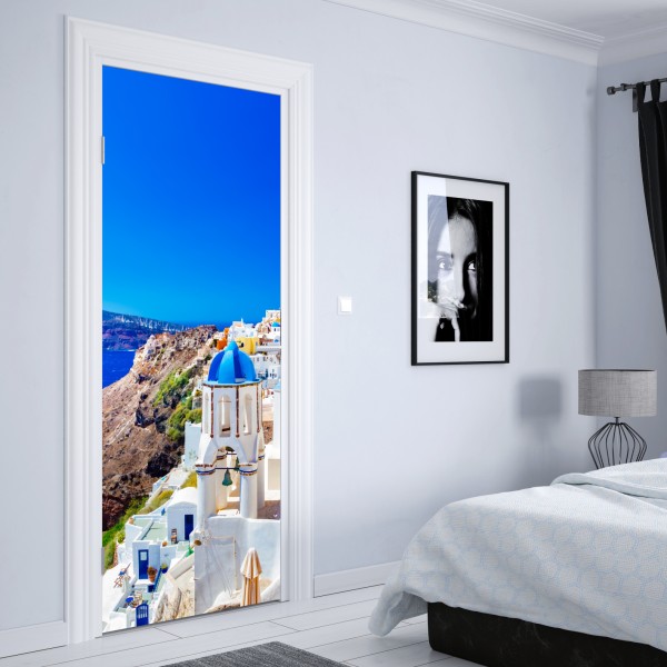 Türaufkleber lebendige türkis-orange marmorierte kunst – Wallnifity®