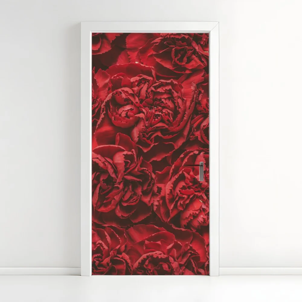Türaufkleber vintage rote nelken blumenmuster – Wallnifity®