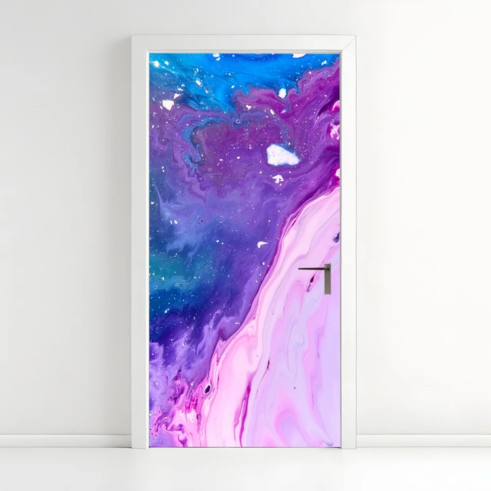 Türaufkleber lebendige blau-violette abstrakte acrylmalerei – Wallnifity® Türaufkleber lebendige blau-violette abstrakte acrylmalerei – Wallnifity®
