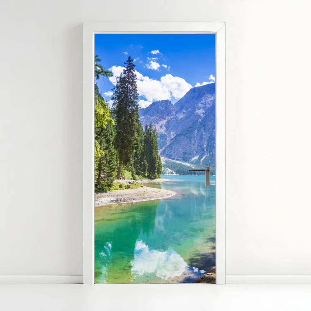 Türaufkleber Pragser Wildsee türkisblauer bergsee – Wallnifity® Türaufkleber Pragser Wildsee türkisblauer bergsee – Wallnifity®