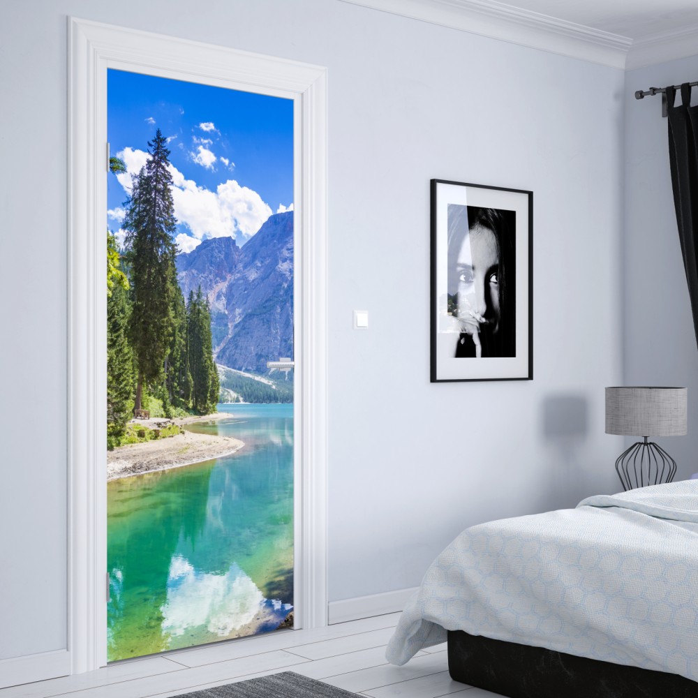 Türaufkleber Pragser Wildsee türkisblauer bergsee – Wallnifity® Türaufkleber Pragser Wildsee türkisblauer bergsee – Wallnifity®