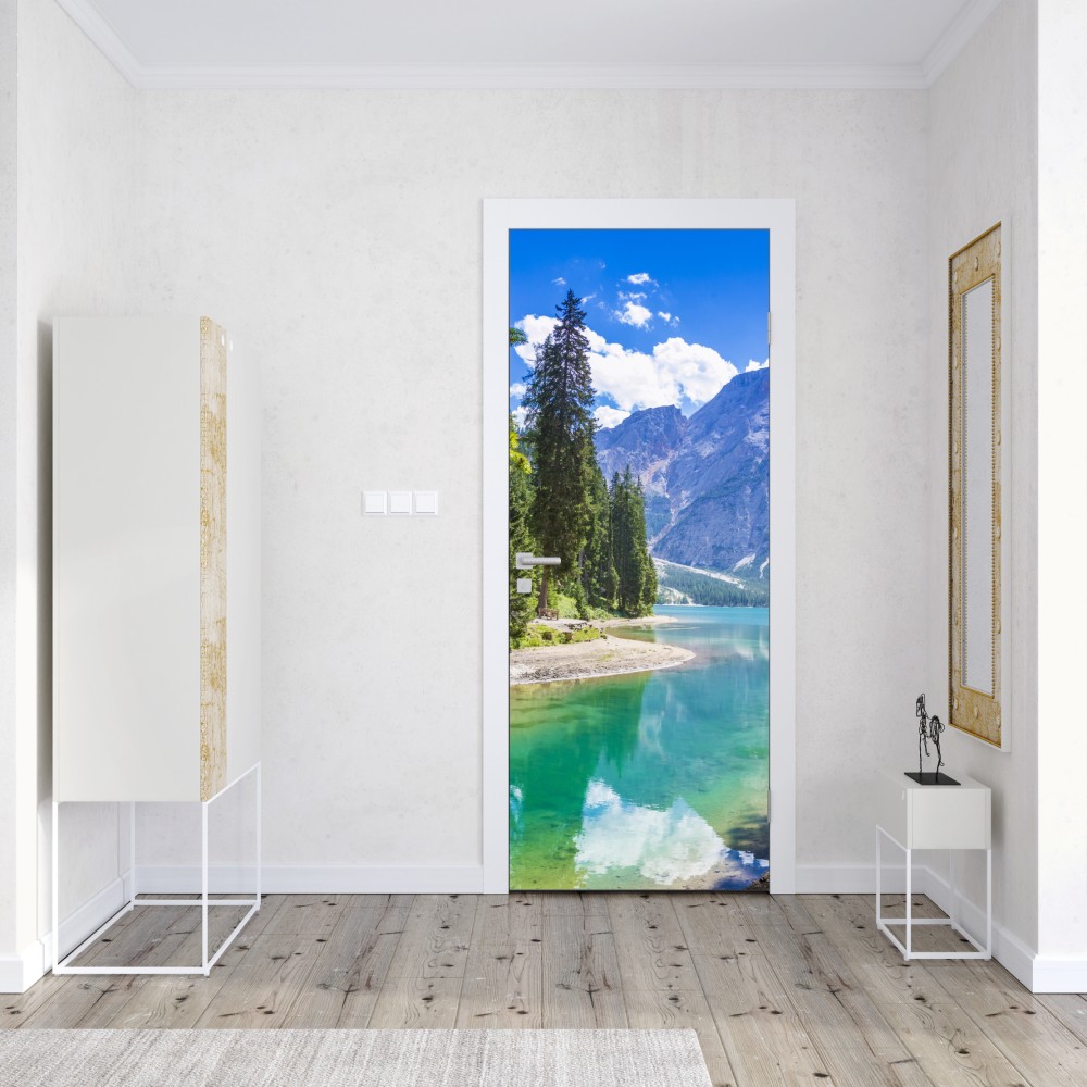 Türaufkleber Pragser Wildsee türkisblauer bergsee – Wallnifity® Türaufkleber Pragser Wildsee türkisblauer bergsee – Wallnifity®