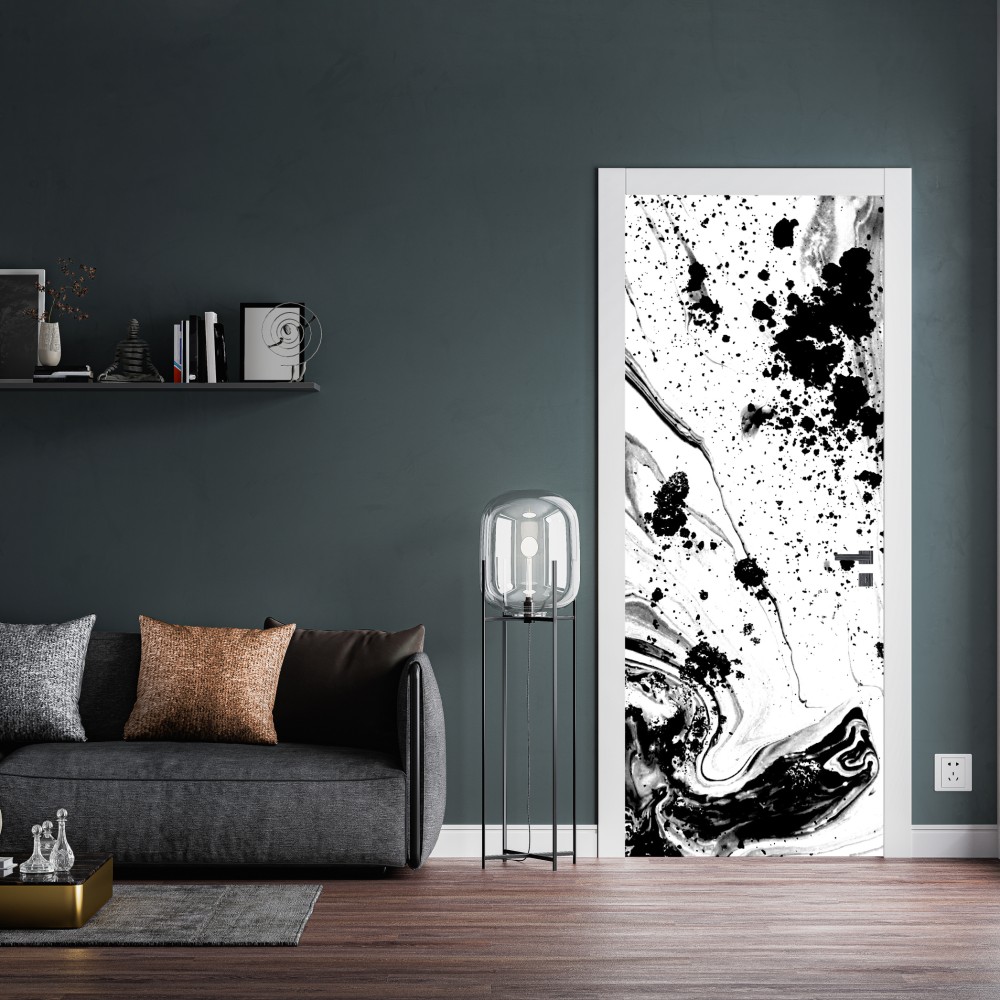 Türaufkleber monochromes marmormuster abstrakt – Wallnifity® Türaufkleber monochromes marmormuster abstrakt – Wallnifity®