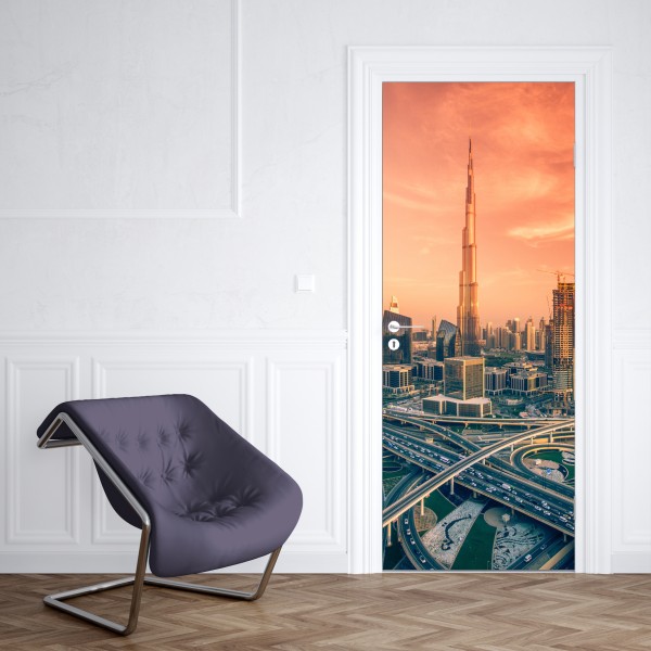 Türaufkleber Chicago nächtliche skyline panorama – Wallnifity®