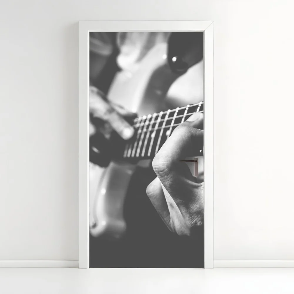 Türaufkleber monochrome gitarre nahaufnahme – Wallnifity® Türaufkleber monochrome gitarre nahaufnahme – Wallnifity®