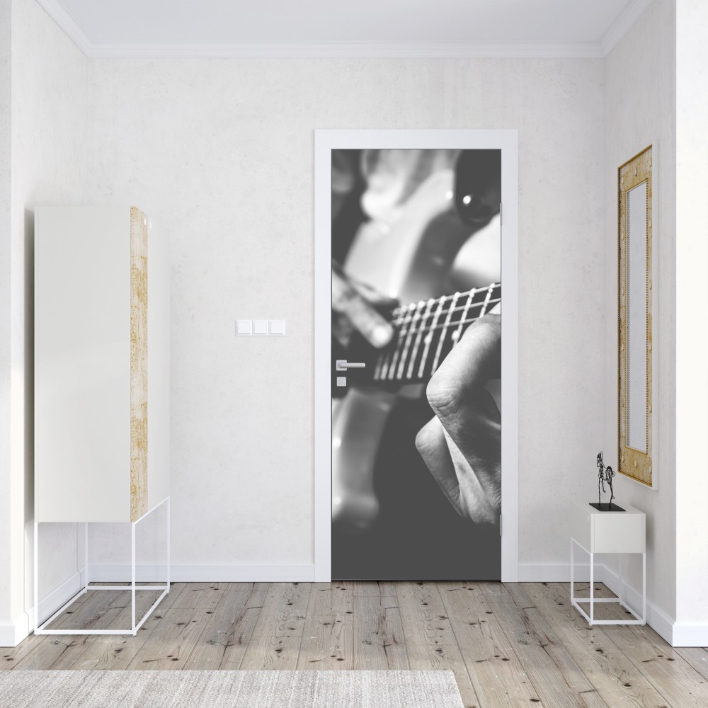 Türaufkleber monochrome gitarre nahaufnahme – Wallnifity® Türaufkleber monochrome gitarre nahaufnahme – Wallnifity®