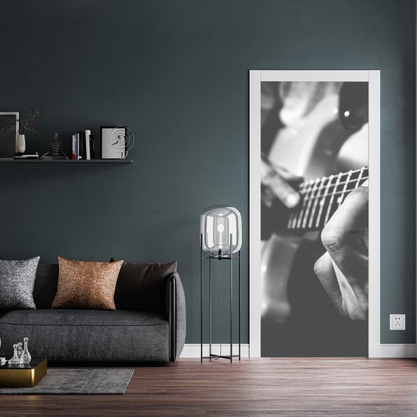 Türaufkleber monochrome gitarre nahaufnahme – Wallnifity® Türaufkleber monochrome gitarre nahaufnahme – Wallnifity®
