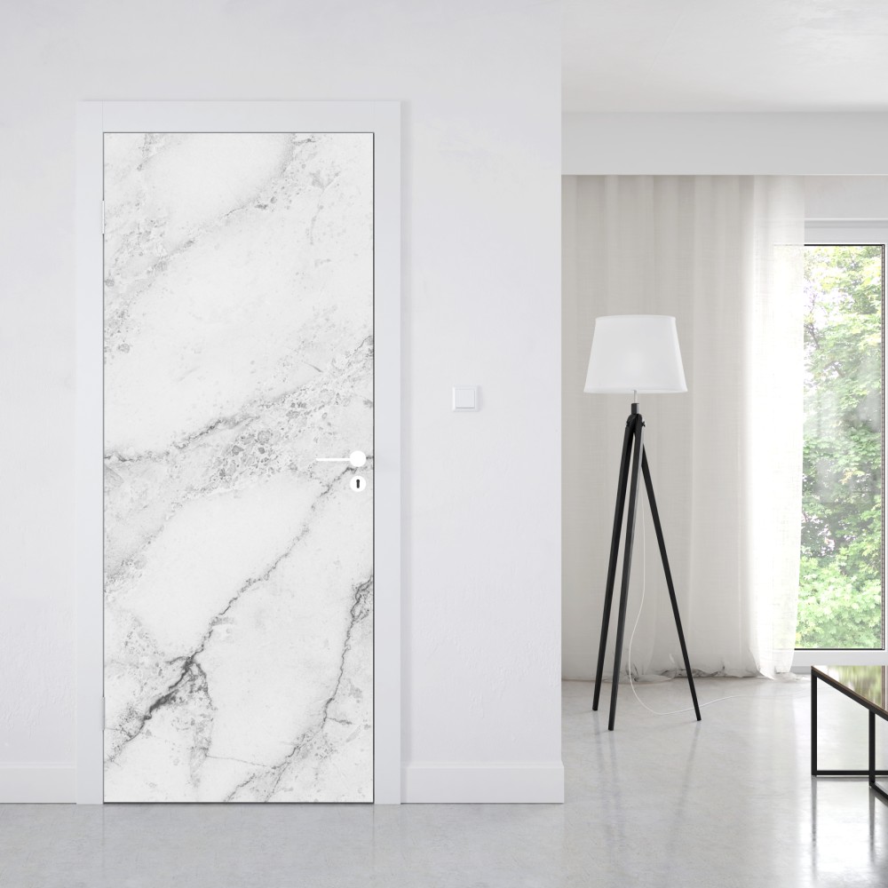 Türaufkleber weiße marmortextur mit grauen adern – Wallnifity® Türaufkleber weiße marmortextur mit grauen adern – Wallnifity®