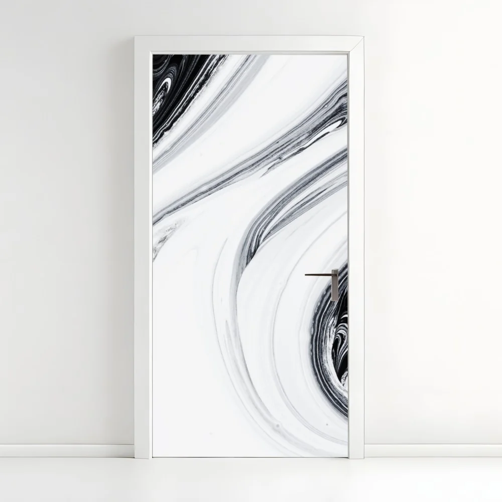 Türaufkleber monochromer marmorswirbel – Wallnifity®