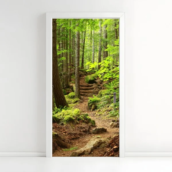 Türaufkleber moosiger waldpfad