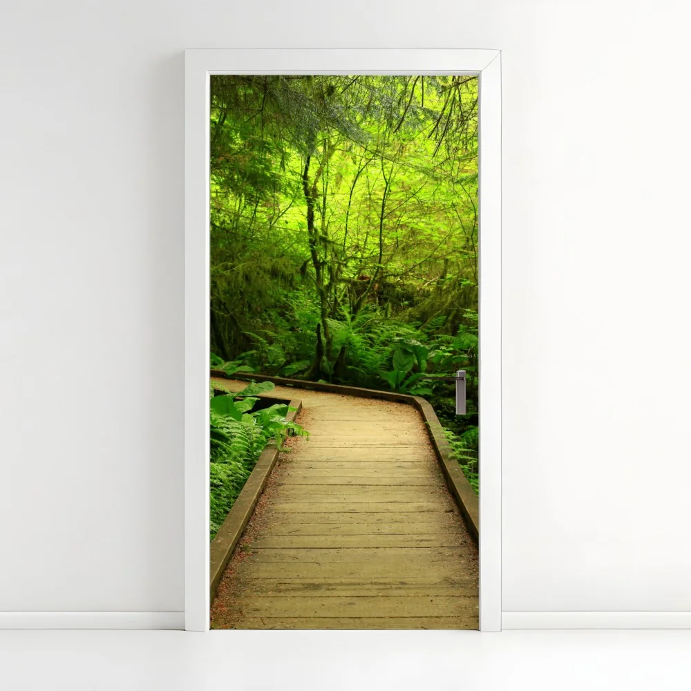 Türaufkleber ruhiger grüner waldsteg – Wallnifity®