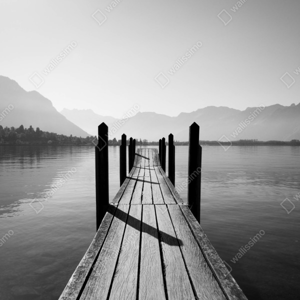 Türaufkleber ruhiger steg am see in schwarzweiß – Wallnifity® Türaufkleber ruhiger steg am see in schwarzweiß – Wallnifity®