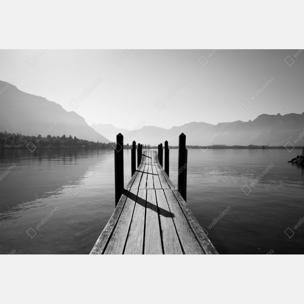 Türaufkleber ruhiger steg am see in schwarzweiß – Wallnifity® Türaufkleber ruhiger steg am see in schwarzweiß – Wallnifity®