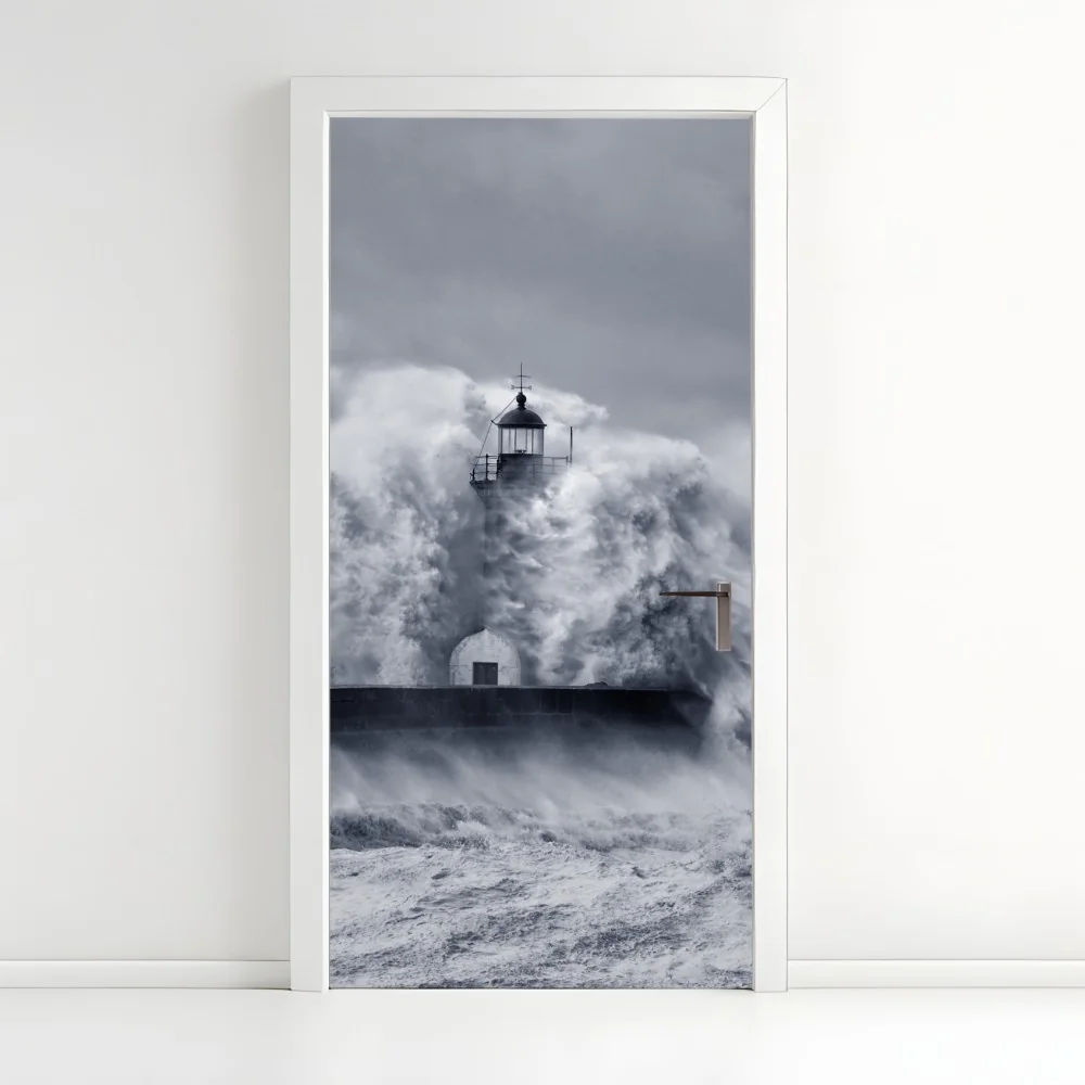 Türaufkleber leuchtturm von mächtigen wellen umgeben – Wallnifity® Türaufkleber leuchtturm von mächtigen wellen umgeben – Wallnifity®