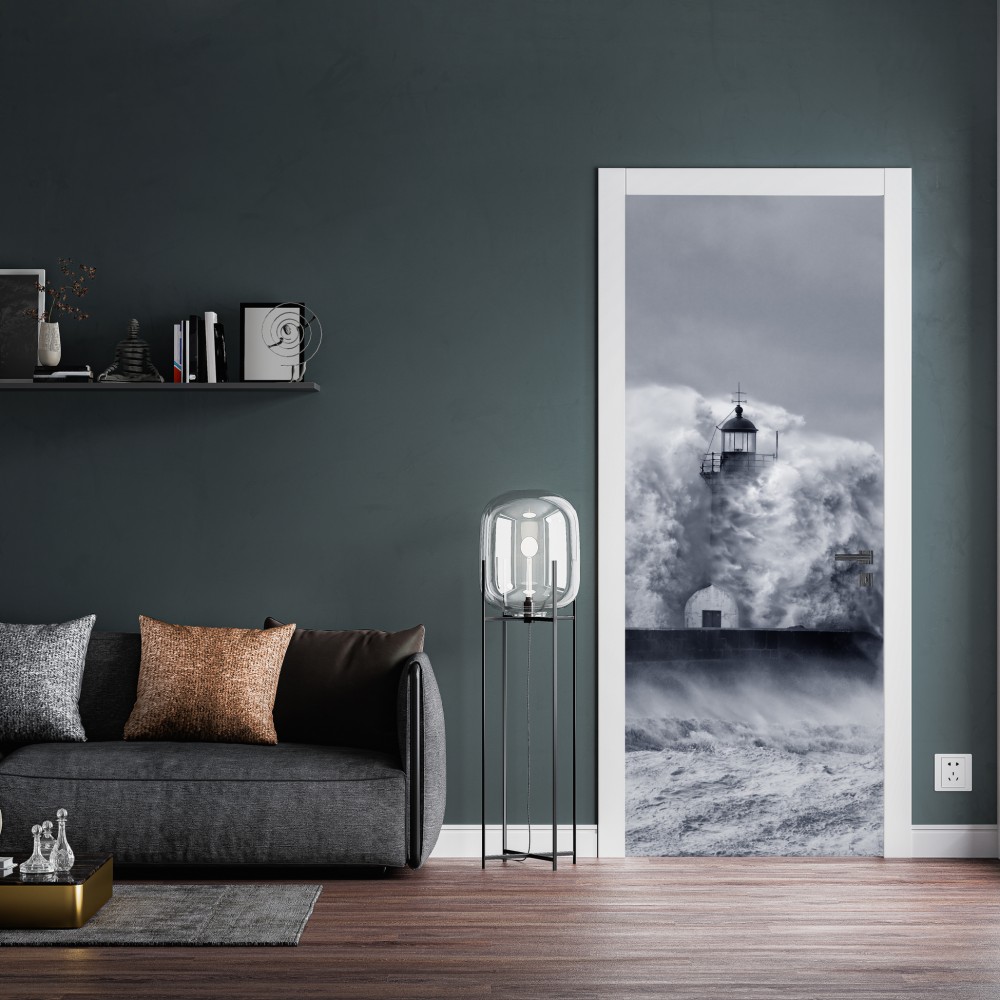Türaufkleber leuchtturm von mächtigen wellen umgeben – Wallnifity® Türaufkleber leuchtturm von mächtigen wellen umgeben – Wallnifity®