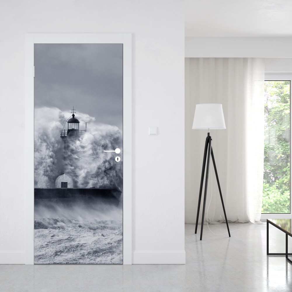 Türaufkleber leuchtturm von mächtigen wellen umgeben – Wallnifity® Türaufkleber leuchtturm von mächtigen wellen umgeben – Wallnifity®