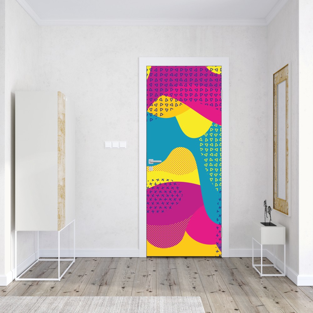 Türaufkleber leuchtendes abstraktes wellenmuster – Wallnifity® Türaufkleber leuchtendes abstraktes wellenmuster – Wallnifity®