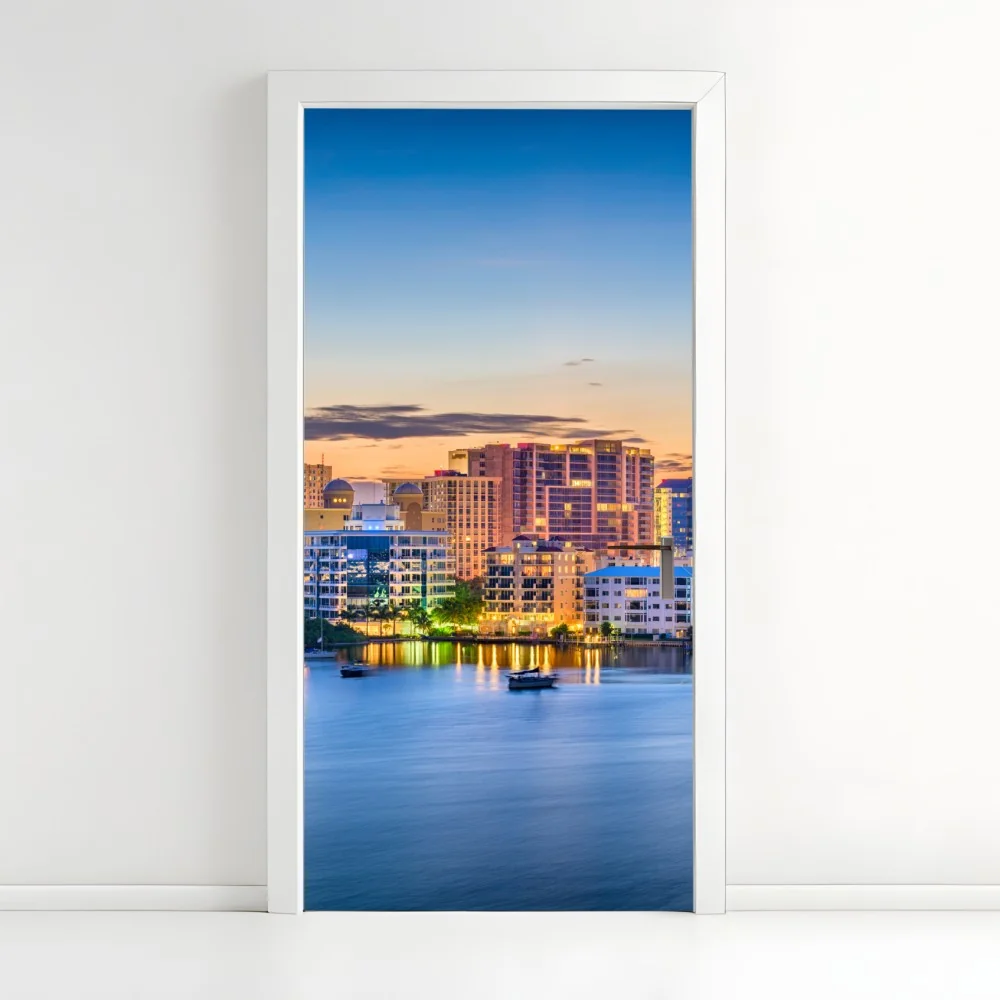 Türaufkleber Sarasota bei dämmerung über der bucht – Wallnifity® Türaufkleber Sarasota bei dämmerung über der bucht – Wallnifity®