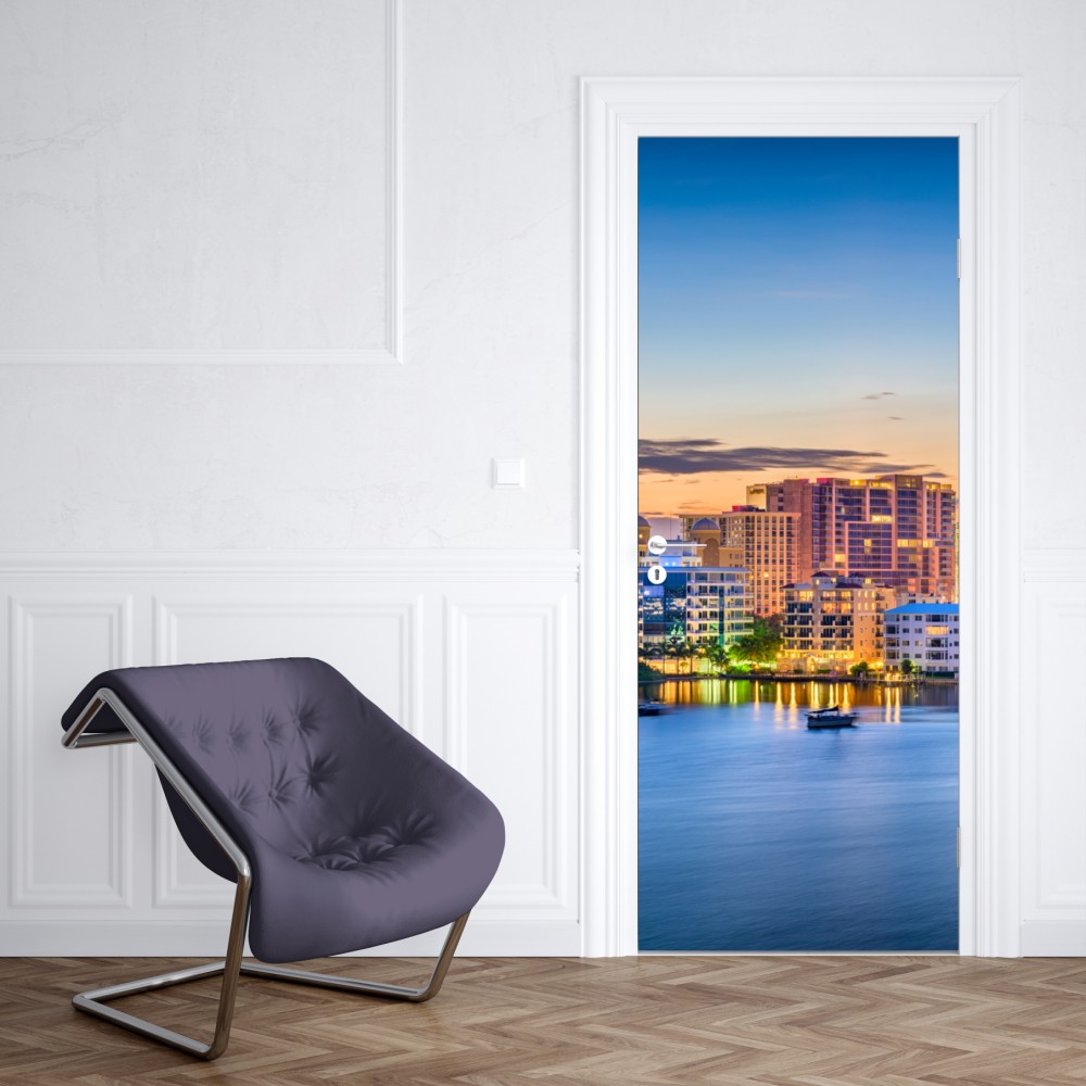 Türaufkleber Sarasota bei dämmerung über der bucht – Wallnifity® Türaufkleber Sarasota bei dämmerung über der bucht – Wallnifity®