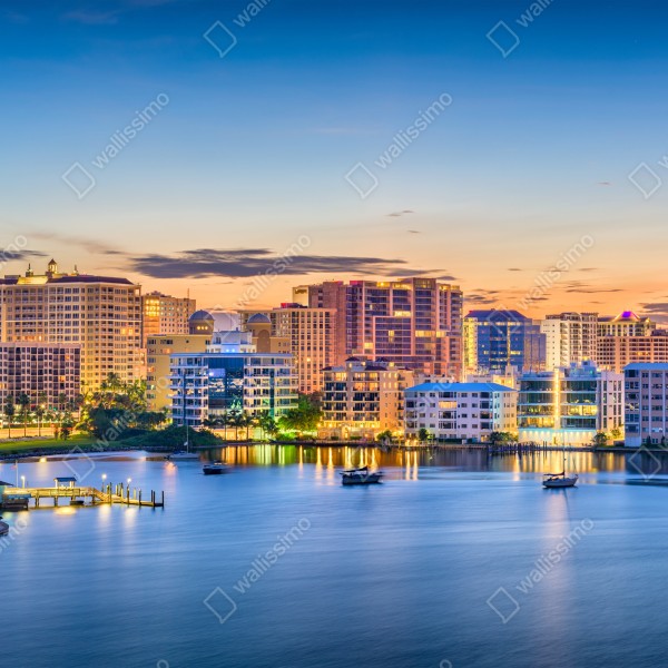 Türaufkleber Sarasota bei dämmerung über der bucht – Wallnifity® Türaufkleber Sarasota bei dämmerung über der bucht – Wallnifity®