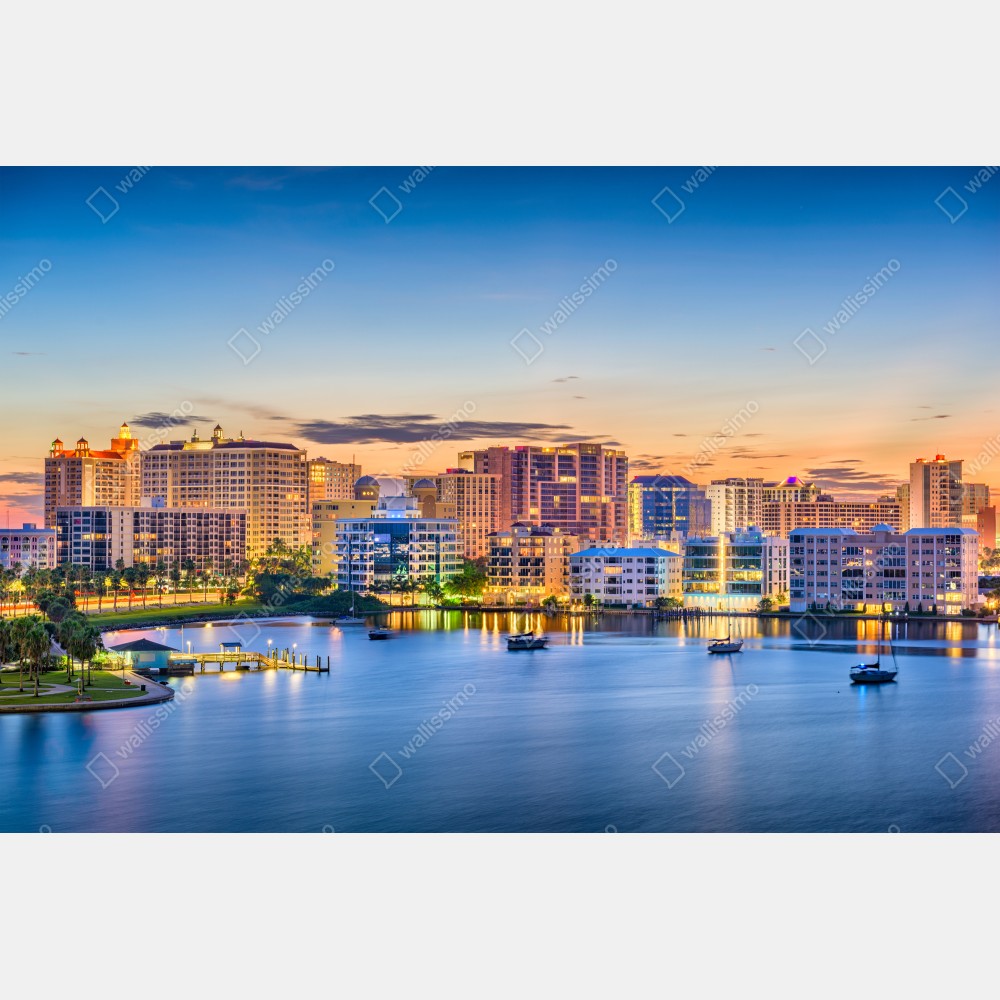 Türaufkleber Sarasota bei dämmerung über der bucht – Wallnifity® Türaufkleber Sarasota bei dämmerung über der bucht – Wallnifity®