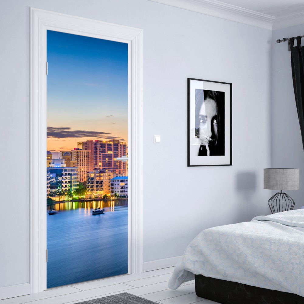 Türaufkleber Sarasota bei dämmerung über der bucht – Wallnifity® Türaufkleber Sarasota bei dämmerung über der bucht – Wallnifity®