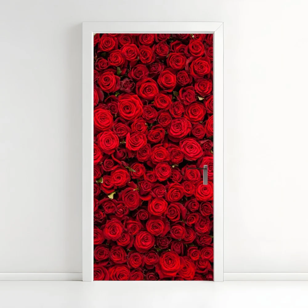 Türaufkleber endlose wand aus roten rosen – Wallnifity®