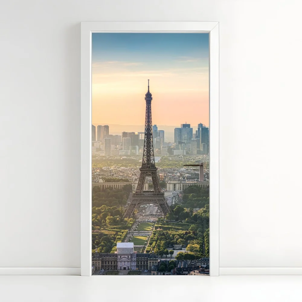Türaufkleber Paris stadtbild bei sonnenuntergang mit dem Eiffelturm – Wallnifity® Türaufkleber Paris stadtbild bei sonnenuntergang mit dem Eiffelturm – Wallnifity®