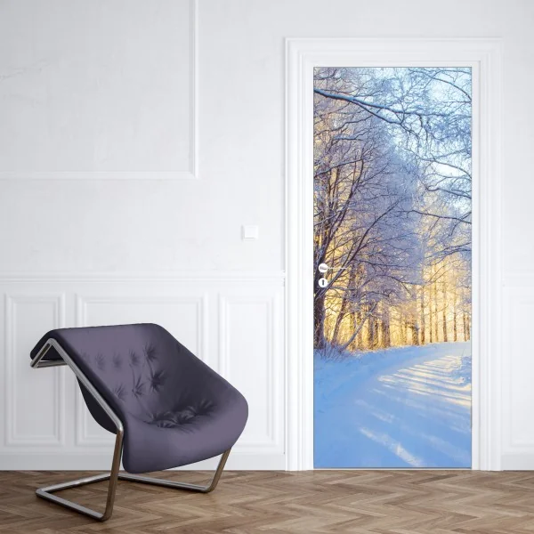 Türaufkleber birkenwald im winter bei sonnenaufgang – Wallnifity® Türaufkleber birkenwald im winter bei sonnenaufgang – Wallnifity®