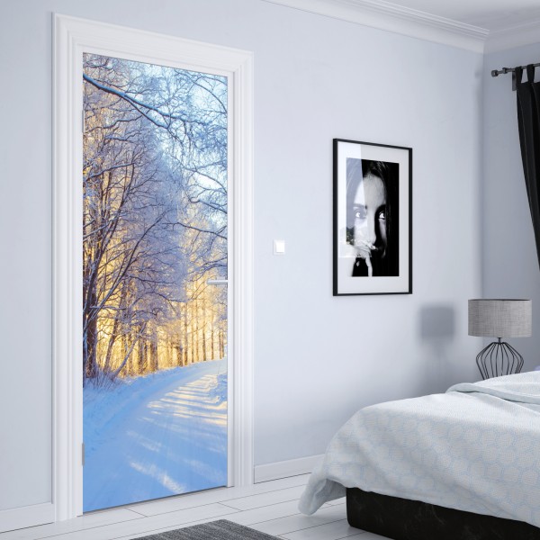 Türaufkleber birkenwald im winter bei sonnenaufgang – Wallnifity® Türaufkleber birkenwald im winter bei sonnenaufgang – Wallnifity®