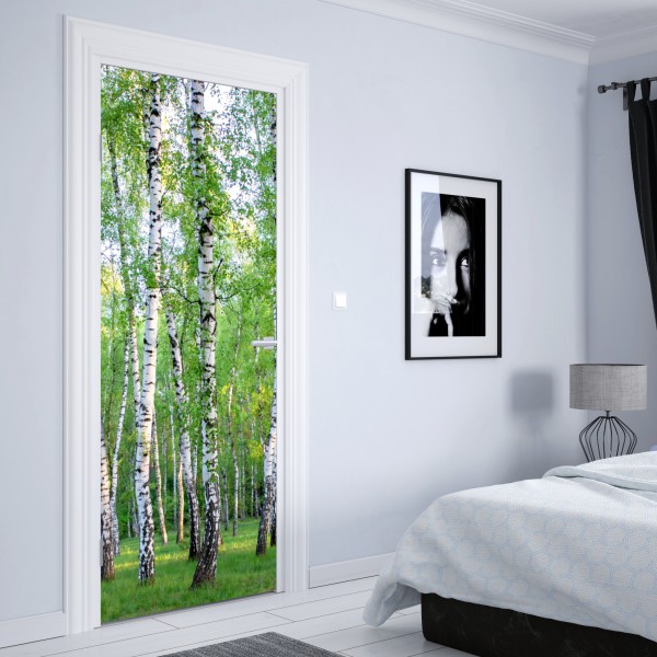 Türaufkleber goldene magnolie auf türkisfarbenem hintergrund – Wallnifity®