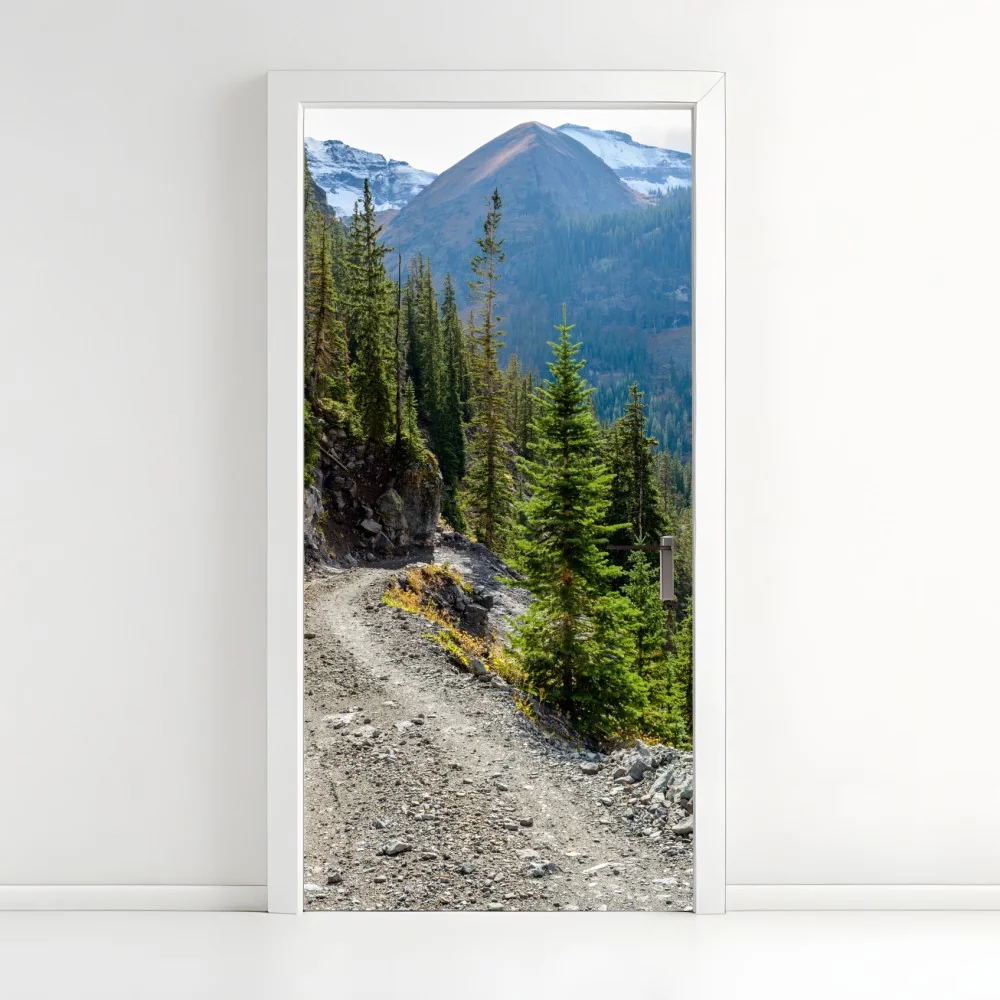 Türaufkleber bergpfad durch alpinen wald – Wallnifity®