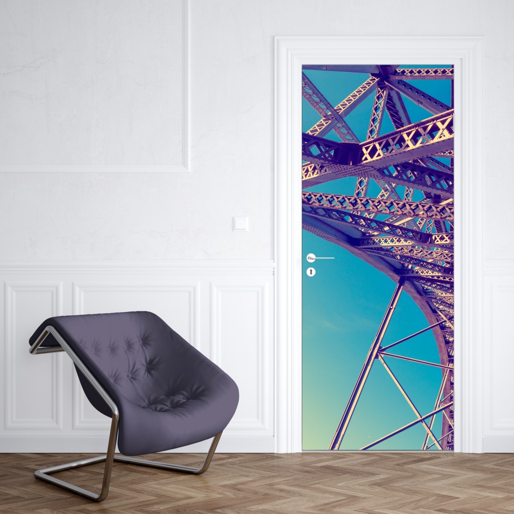 Türaufkleber abstrakte stahlbrücke in perspektive – Wallnifity® Türaufkleber abstrakte stahlbrücke in perspektive – Wallnifity®