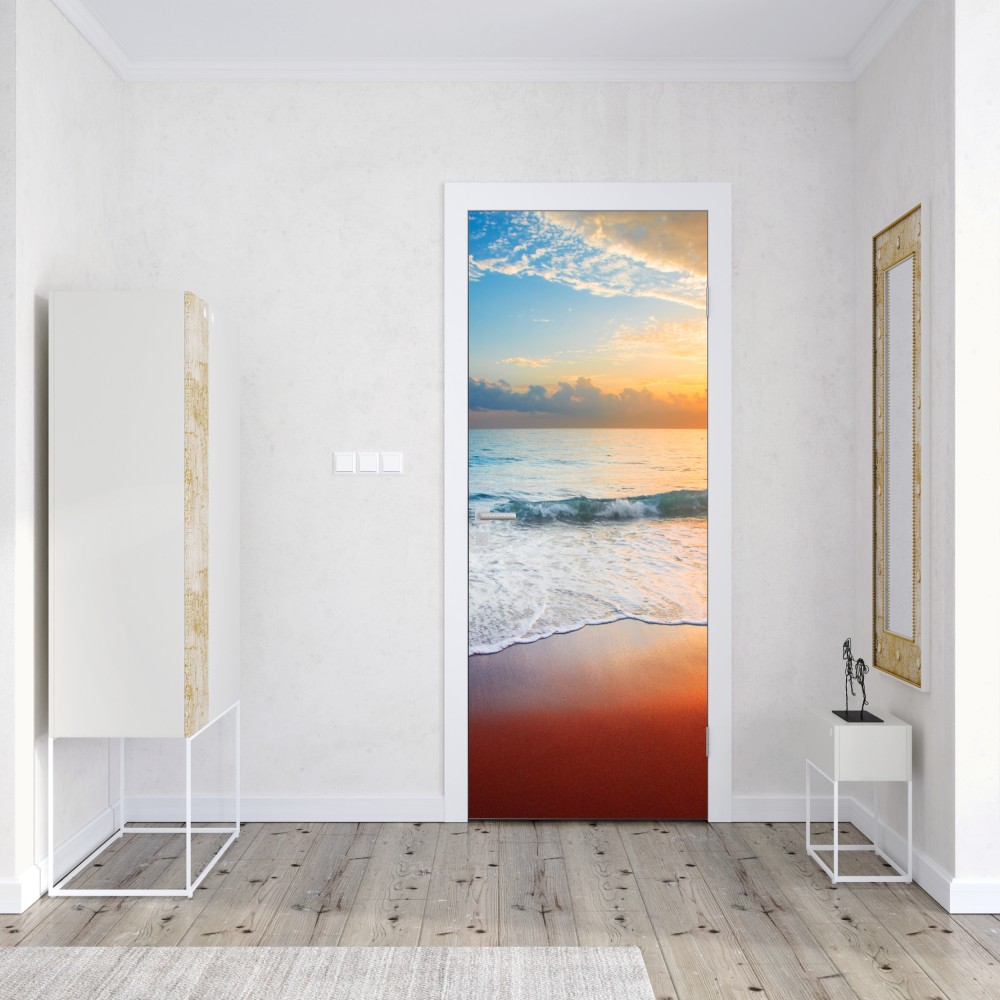 Türaufkleber ruhiger sonnenuntergang über dem meer – Wallnifity® Türaufkleber ruhiger sonnenuntergang über dem meer – Wallnifity®