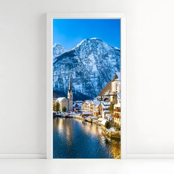 Türaufkleber zartes blaues blumenmuster – Wallnifity®