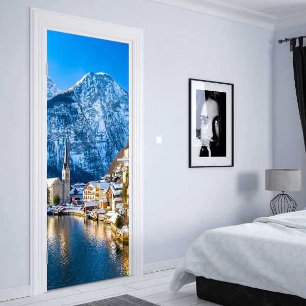 Türaufkleber zartes blaues blumenmuster – Wallnifity®
