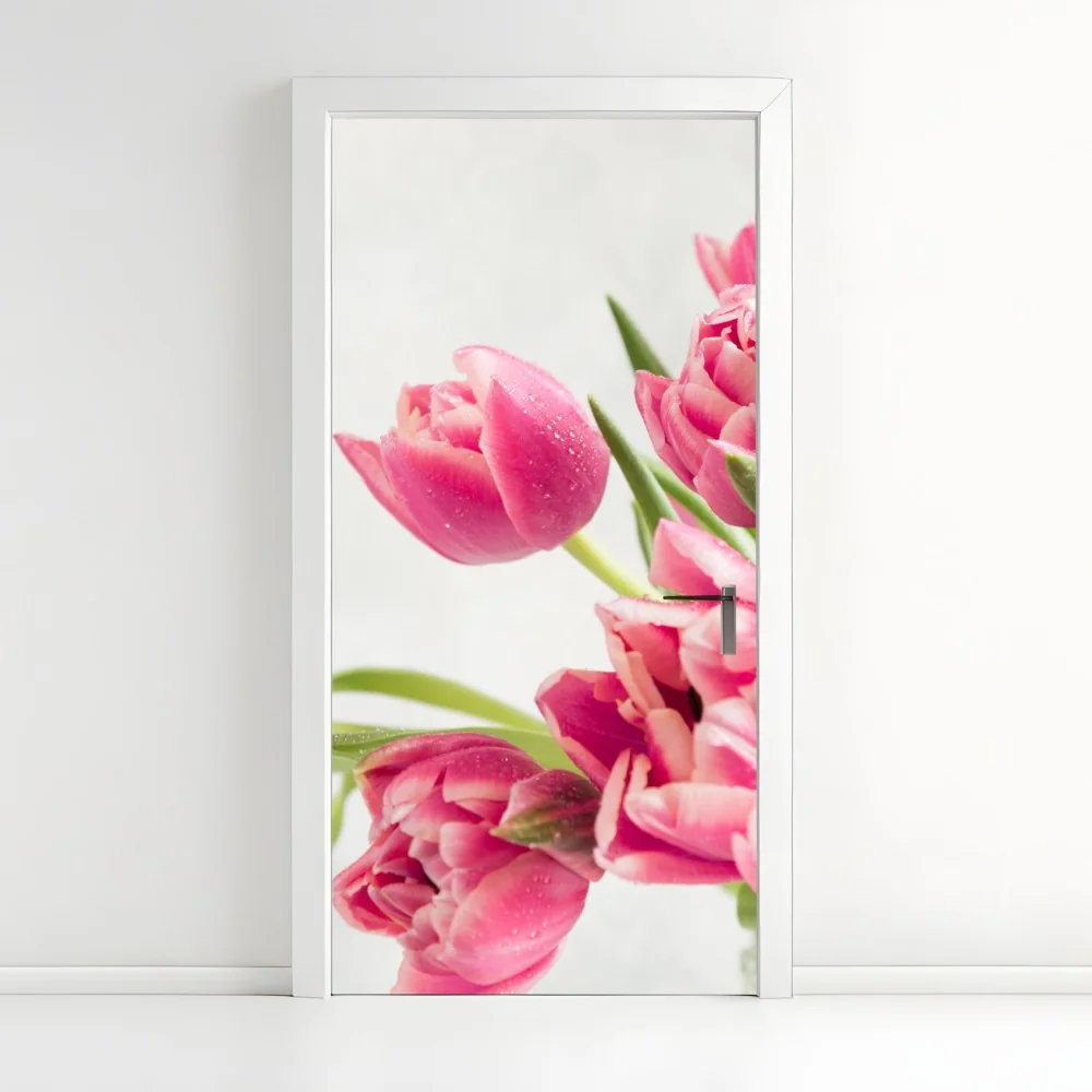 Türaufkleber eleganter strauß rosa tulpen – Wallnifity®