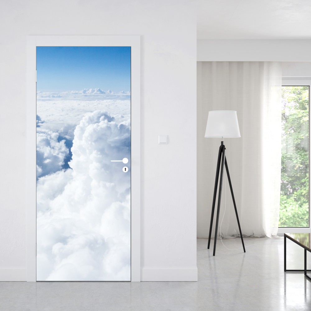 Türaufkleber blick von oben: sanfte wolken und blauer himmel – Wallnifity® Türaufkleber blick von oben: sanfte wolken und blauer himmel – Wallnifity®
