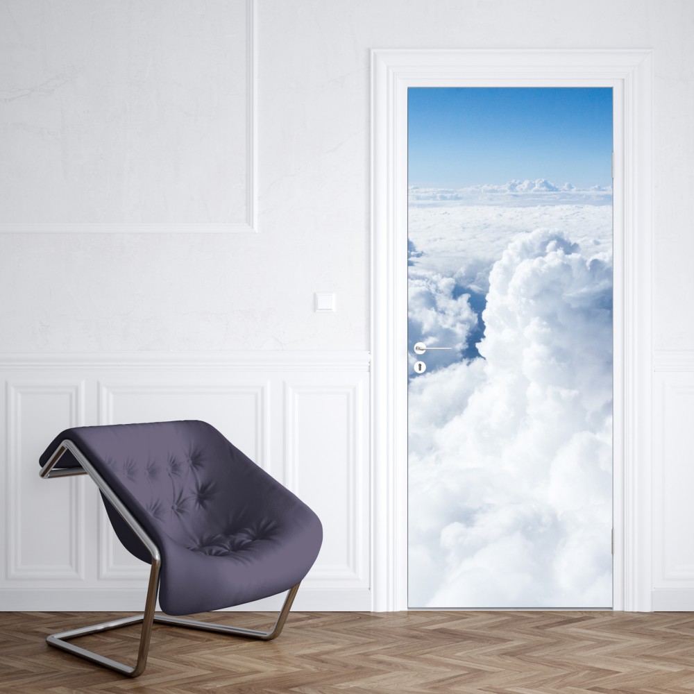 Türaufkleber blick von oben: sanfte wolken und blauer himmel – Wallnifity® Türaufkleber blick von oben: sanfte wolken und blauer himmel – Wallnifity®